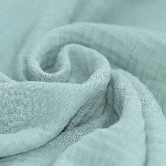 Tissu Double Gaze De Coton Mer Verte - (Tissu Double Gaze De Coton)