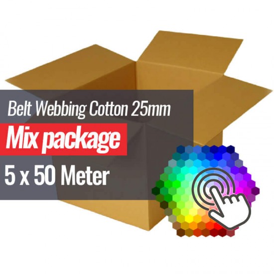 Nastro Cintura Di Cotone 25mm 5 Colori x 50 Metri Pacchetto Bundle - (Merceria)