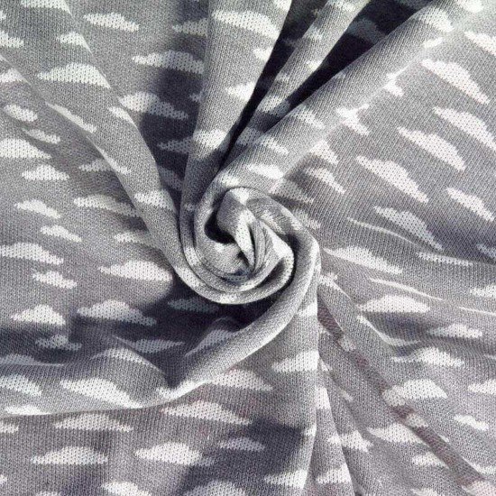 Big Knit Jacquard Stof - Wolken Grijs - (Decoratiestoffen)