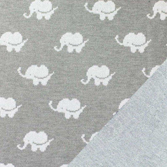 Big Knit Jacquard Stof - Olifant Grijs - (Decoratiestoffen)
