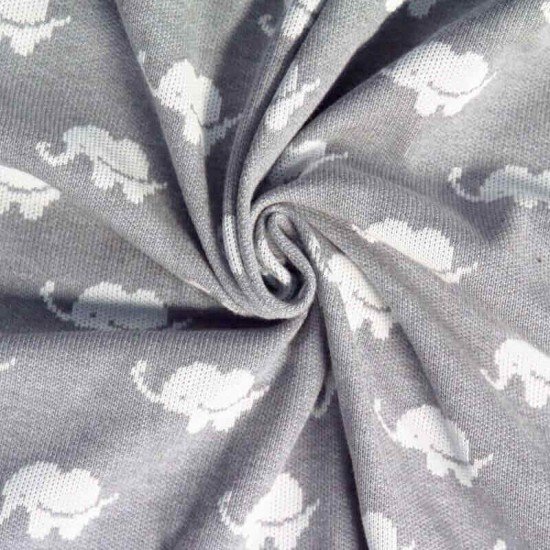 Big Knit Jacquard Stof - Olifant Grijs - (Decoratiestoffen)
