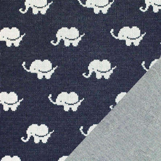 Big Knit Jacquard Stof - Olifant Marine - (Decoratiestoffen)