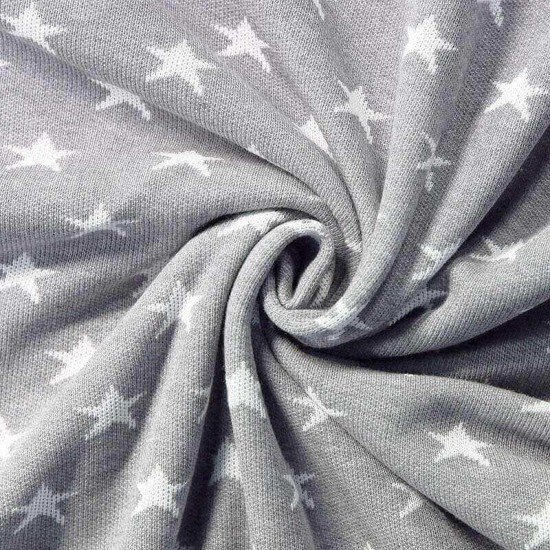Big Knit Jacquard Stof - Sterren Grijs - (Decoratiestoffen)