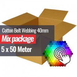 Cotton Belt Webbing 40mm 5 Colors x 50 Meter Bundle Package