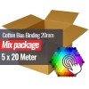 Cotton Bias Binding 20mm 5 Colors x 20 Meter Bundle Package