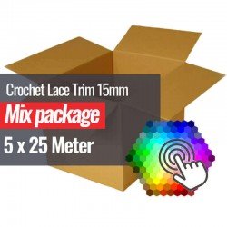 Crochet Lace Trim 15mm 5 Colors x 25 Meter Bundle Package