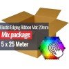 Elastisches Einfassband Matt 20mm 5 Farben x 25 Meter Bundle Paket
