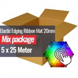 Elastic Edging Ribbon Mat 20mm 5 Colors x 25 Meter Bundle Package