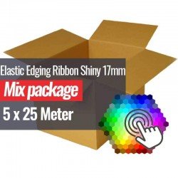 Elastic Edging Ribbon Shiny 17mm 5 Colors x 25 Meter Bundle Package