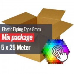 Elastic Piping Tape 8mm 5 Colors x 25 Meter Bundle Package