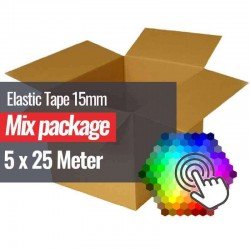 Elastic Tape 15mm 5 Colors x 25 Meter Bundle Package