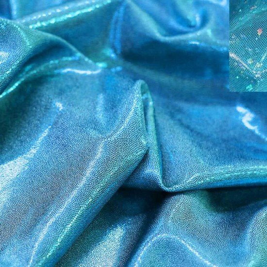 Hologramm Lycra Stoff Mystic Aqua - (Hologramm Stoffe)
