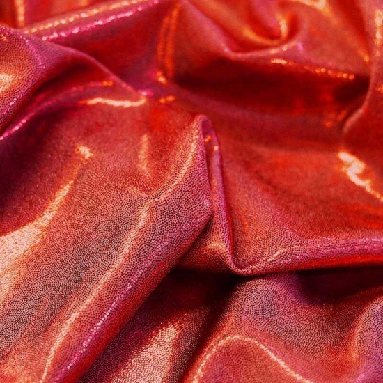 Hologramm Lycra Stoff Mystic Rot - (Hologramm Stoffe)