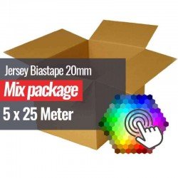 Jersey Biastape 20mm 5 Colors x 25 Meter Bundle Package