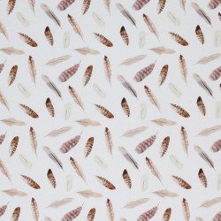 Cotton Poplin Digital Print - Natural Feathers
