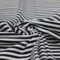 Jersey Cotton Stripes 5mm Black White