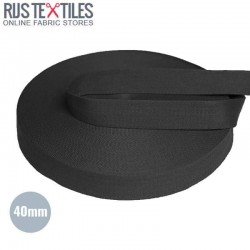 Belt Webbing Cotton Black 40mm (Per Meter)