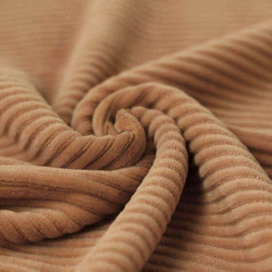Brede Ribfluweel Jersey Stof Camel - (Ribfluweel Jersey Stof)