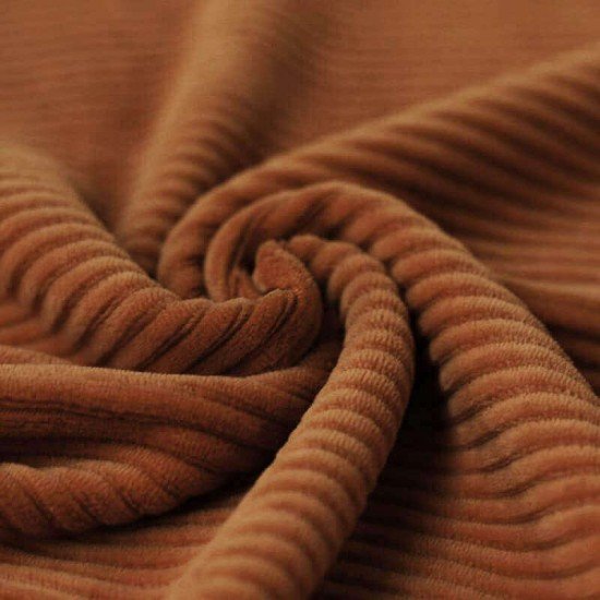 Tessuto Jersey Velluto a Coste Grande Cognac - (Tessuto Jersey Velluto a Coste Righe)
