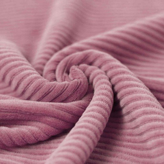 Bredriflet Fløjl Jersey Stof Lys Mauve - (Bredriflet Fløjl Jersey Stof)