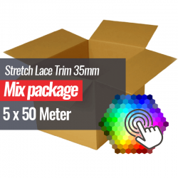 Stretch Lace Trim 35mm 5 Colors x 50 Meter Bundle Package