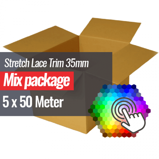 Elastik blonde 35mm 5 Farver x 50 Meter Bundtpakke - (Elastik Blonde)