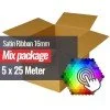 Satin Ribbon 16mm 5 Colors x 25 Meter Bundle Package