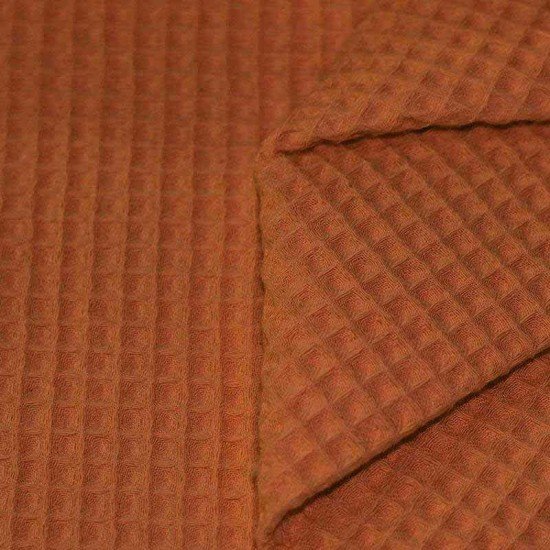 Tissu Piqué Gaufré Cognac - (Tissu Piqué Gaufré)