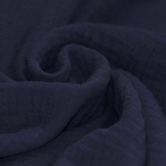 Tissu Double Gaze De Coton Marine - (Tissus Deco)