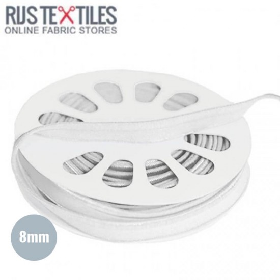 Paspelband Elastisch Wit 8mm - (Banden En Linten)