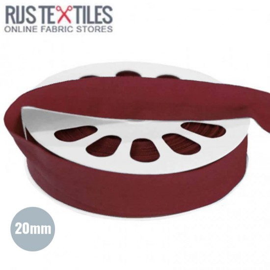 Elastisk Kantebånd Mat Bordeaux 20mm - (Stretch Skråbånd)