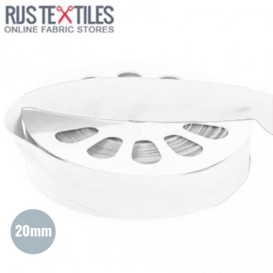 Biaisband Elastisch Mat Wit 20mm  - (Biaisband Elastisch)