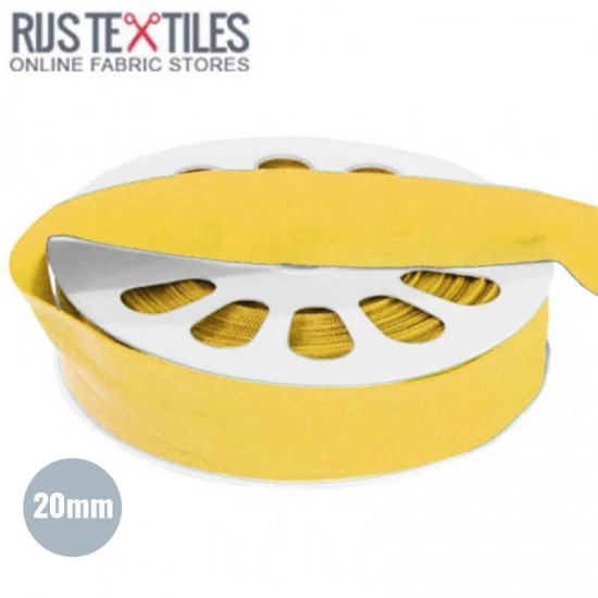 Elastisk Kantebånd Mat Gul 20mm - (Stretch Skråbånd)