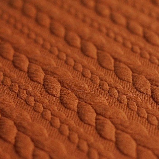 Gebreide Kabel Jacquard Stof Cognac - (Mode Stoffen)