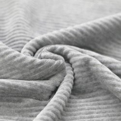 Big Knitted Corduroy Jersey Fabric Light Grey Melange
