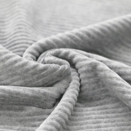 Big Knitted Corduroy Jersey Fabric Light Grey Melange - (Knitted Corduroy Jersey Fabric)