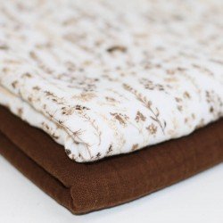 Baumwoll Musselin Stoff Digital - Getrocknete Blumen Hellbraun Baumwoll Musselin Stoff Digital - Getrocknete Blumen Hellbraun