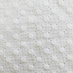 Double Gauze Fabric Embroidered - Necklace Ecru