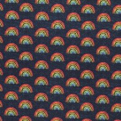 Cotton Poplin Digital Print - Denim Rainbow