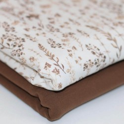 Jersey Katoen Digitale Print - Gedroogde Bloemen Licht Bruin Jersey Katoen Digitale Print - Gedroogde Bloemen Licht Bruin