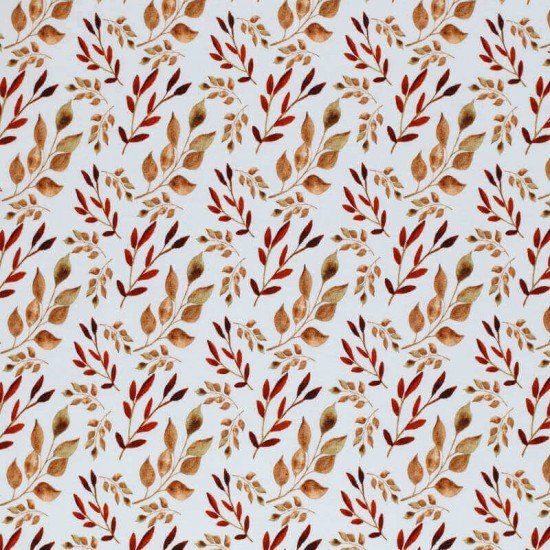 Jersey Di Cotone Stampa Digitale - Fogliame Cognac - (Jersey Di Cotone Digitale Stampata)