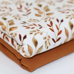 Jersey Katoen Digitale Print - Bladeren Cognac Jersey Katoen Digitale Print - Bladeren Cognac