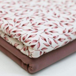 Jersey Katoen Digitale Print - Geschilderd Blad Oud Mauve Jersey Katoen Digitale Print - Geschilderd Blad Oud Mauve