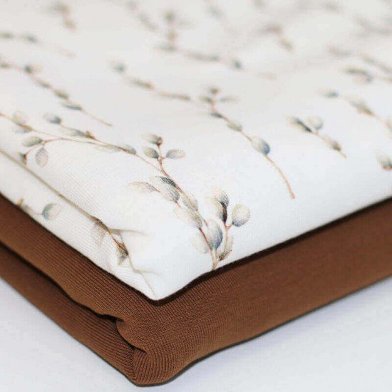 Jersey Cotton Fabric Digital Print - Pussy Willow Branch - (Jersey Cotton Fabric Digital Print)