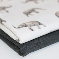 Jersey Cotton Fabric Digital Print - Elephants Herds