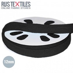 Flat Cotton Cord Black 12mm