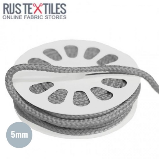 Cotton Cord Light Grey 5mm (Per Meter) - (Cord (Haberdashery))