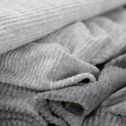 Brede Ribfluweel Jersey Stof Licht Grijs Melange Brede Ribfluweel Jersey Stof Licht Grijs Melange