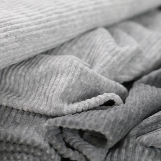 Big Knitted Corduroy Jersey Fabric Light Grey Melange - (Knitted Corduroy Jersey Fabric)
