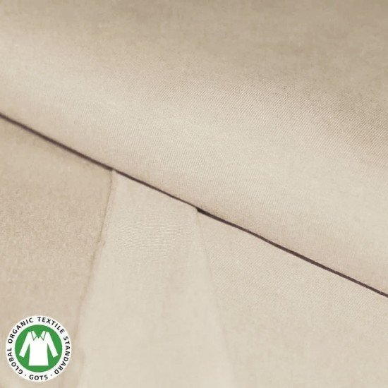 Organic French Terry Stof (Gots) Licht Beige - (Jersey Stoffen)
